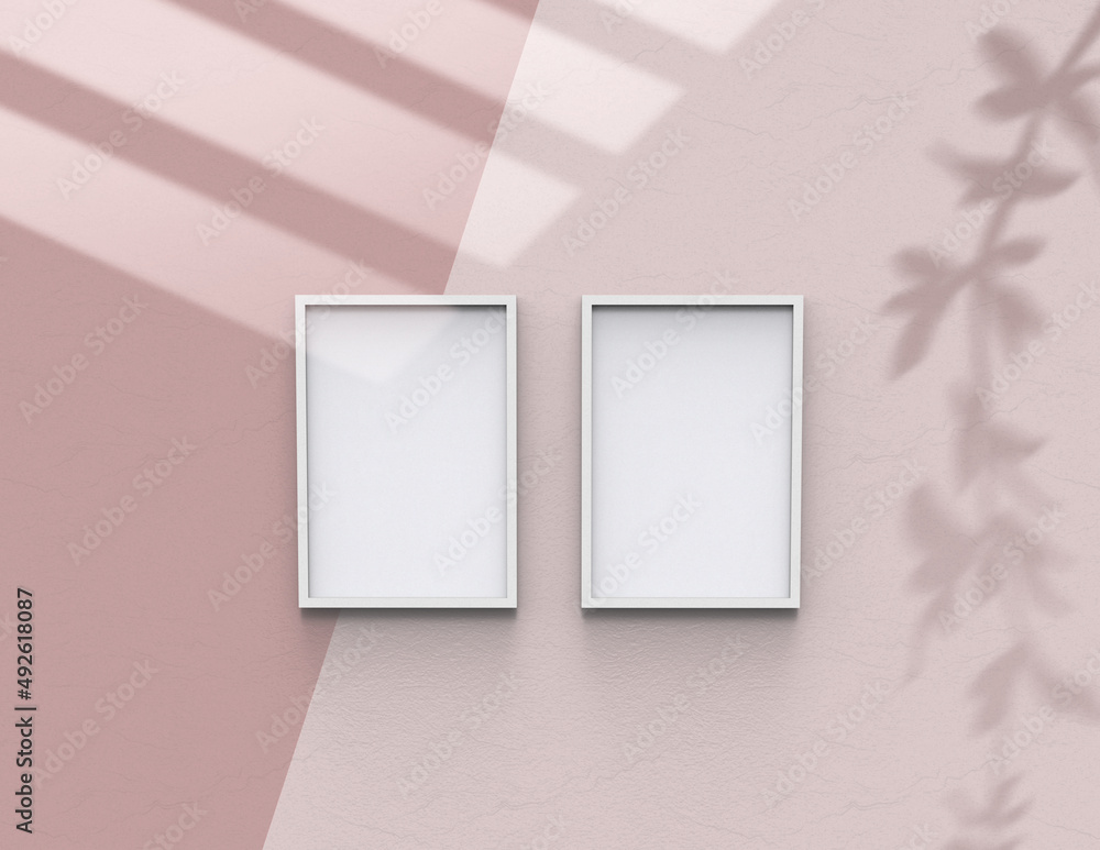 Poster picture frame background using 3d rendering and geometry. framed background mock-up for poster desig