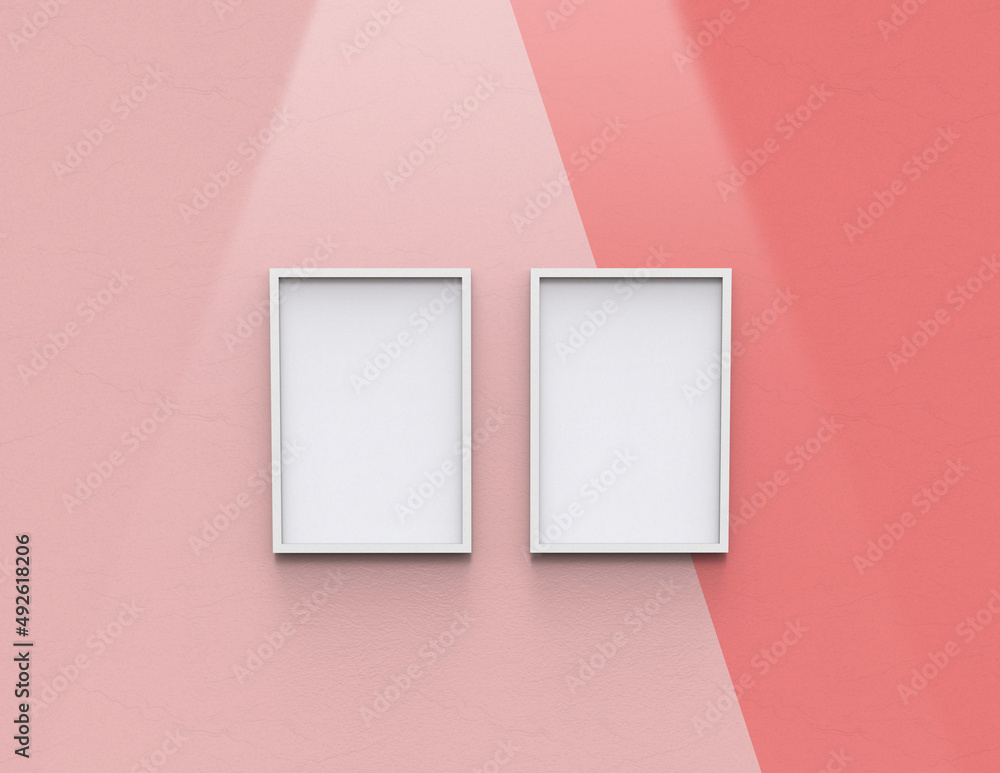 Poster picture frame background using 3d rendering and geometry. framed background mock-up for poster desig