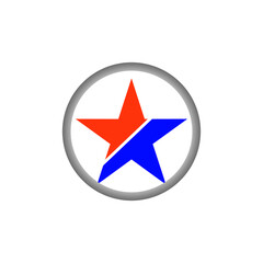 star icon split into two orange and blue colors on a white background