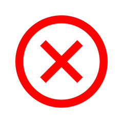 Red cross flat icon in circle. Vector illustration isolated on a white background. 