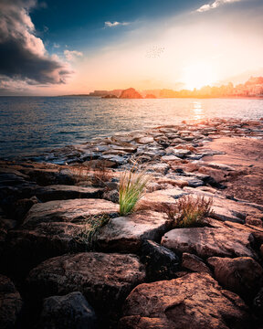 Sunset from Blanes's bech in Spain
