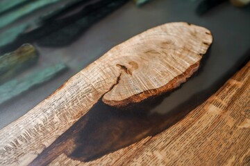 Modern wooden table made of epoxy