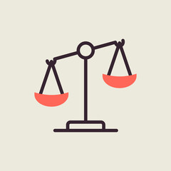 Law scale vector icon, justice outline icon