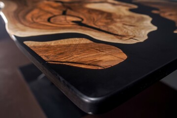 Modern wooden table made of epoxy