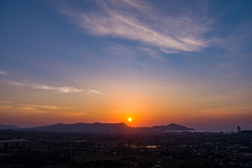 sunset over the city