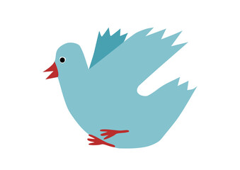 Flying dove - simple vector drawing. Bird in flight.