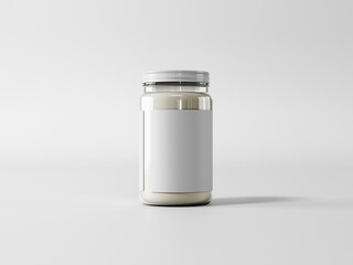 Mockup 3d de pote de vidro transparente.