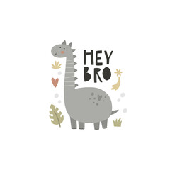 vector image of cute funny blue dino