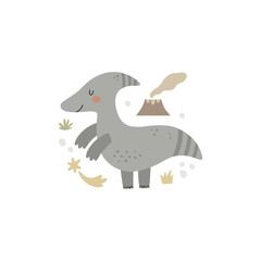 vector image of cute funny blue dino