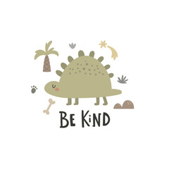 vector image of cute funny green dino