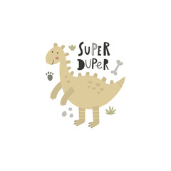 vector image of cute funny beige dino