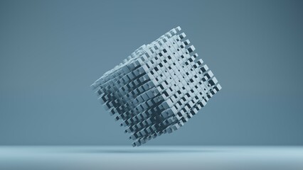 Abstract Satisfying Geometry Cube blue 3d Render