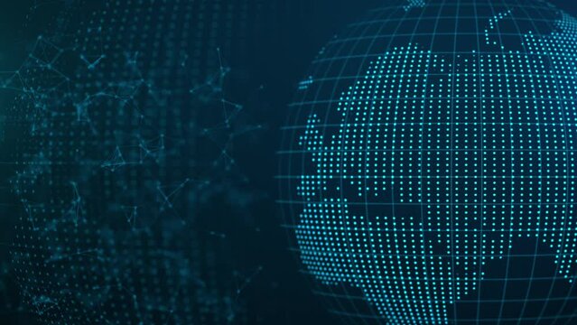 Global network connection concept. Big data visualization. Hi-tech future technology background. Social network communication in the global computer networks. International meaning internet business