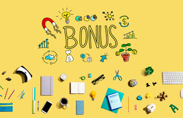 Bonus with collection of electronic gadgets and office supplies