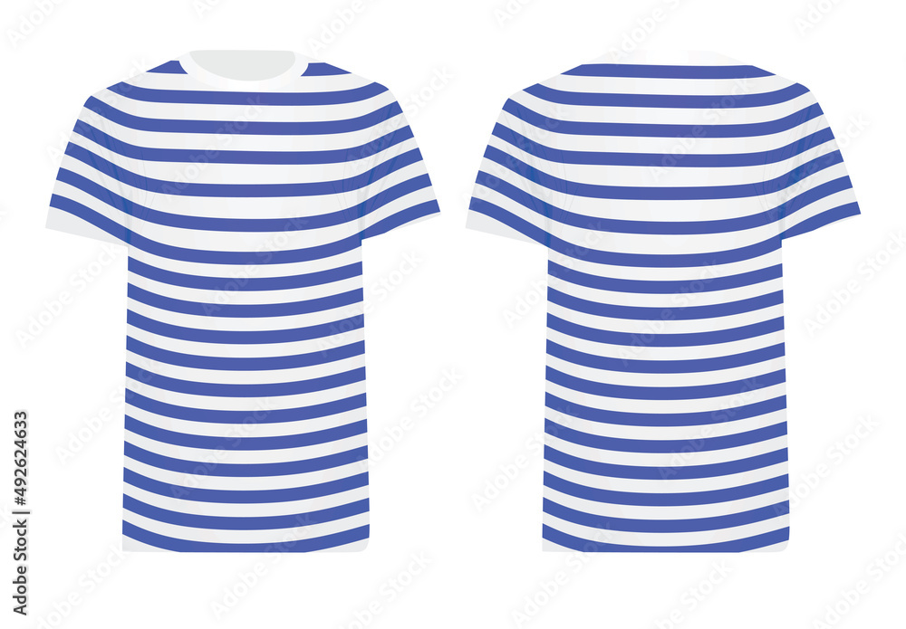 Wall mural White and blue striped t shirt jersey. vector