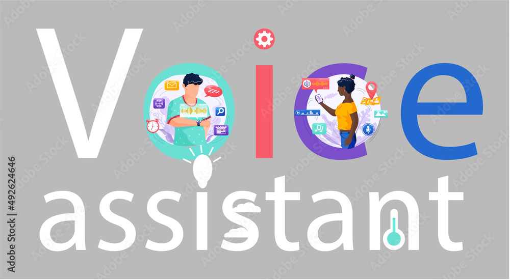 Poster voice assistant software agent perform tasks for user. speaker recognition, vote controlled smart sp