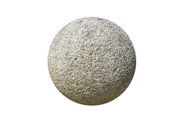 ฺBig rounded granite stone rock isolated on white background with clipping path. Stone for outdoor garden decoration.