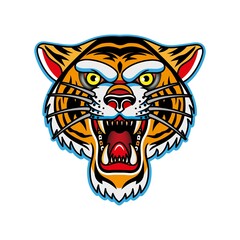 Tiger Face.Leopard Head Mascot. Vector Illustration.