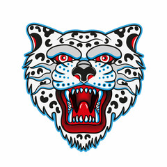 Snow Leopard Face.Leopard Head Mascot. Vector Illustration.