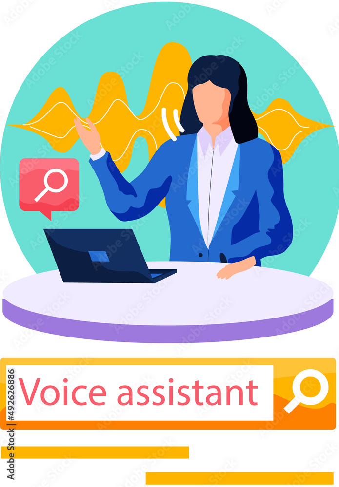 Poster voice assistant software agent perform tasks for user. speaker recognition, vote controlled smart sp