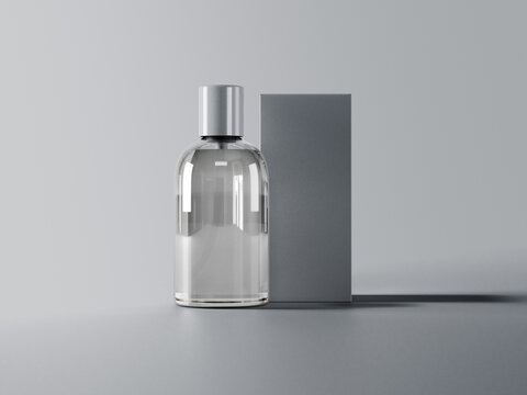 Embalagem De Perfume Frasco Tranparente Mockup 3d