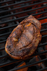 Grilled steak. Photo of food on a dark background