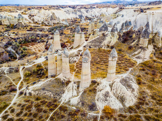 Aerial photography of fairy chimney