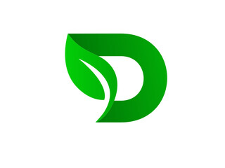 nature D logo. nature logo design. nature D letter logo. Green leaf organic nature. Vector Art, Icons, and Graphics. leaf logo. advance logo. green color logo. popular design. professional. premium. - obrazy, fototapety, plakaty