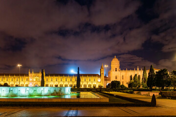 Fototapeta na wymiar Monastero dos Jeronimos (Jeronimos Monastery) in Lisbon at night, Portugal
