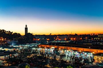 Sunset in center of Marrakesh, Morocco