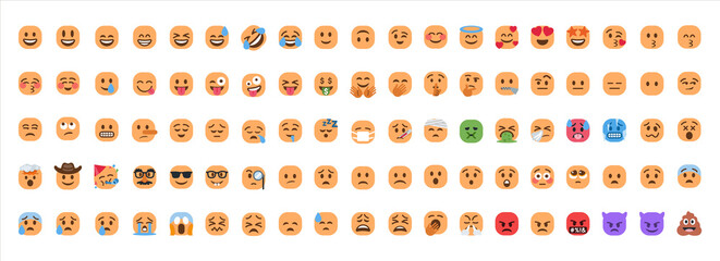 set of popular emoji face for social network - emojis in different style - emoticon collection - cute smiley emoticons