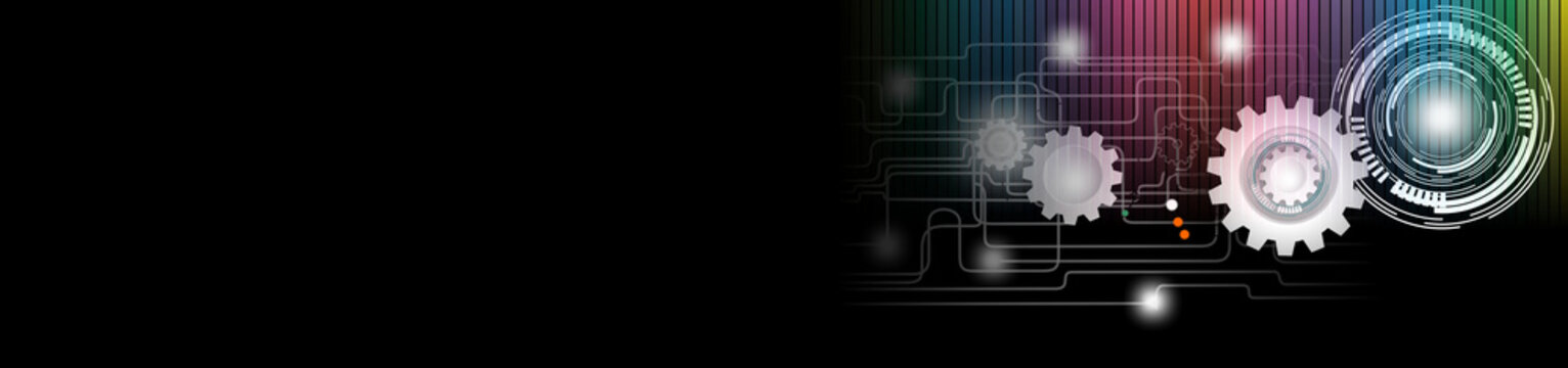 abstract technology background with binary code and cogs gear.