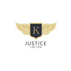 Linear shield with wings vector logo - law firm line trend logotipe.