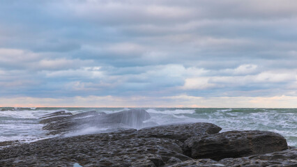 Storm on the coast of the Caspian Sea