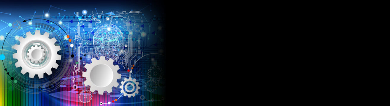 abstract technology background with binary code and cogs gear.