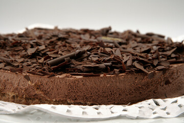 Detalle de tarta de trufa de chocolate