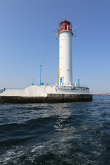 Fototapeta na wymiar Odessa Vorontsovsky lighthouse in the port area, Ukraine