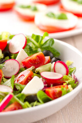 Summer Salad with Mixed Colorful Vegetables on a Plate