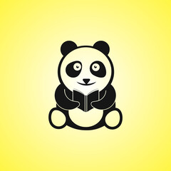 Panda With book vector Logo design