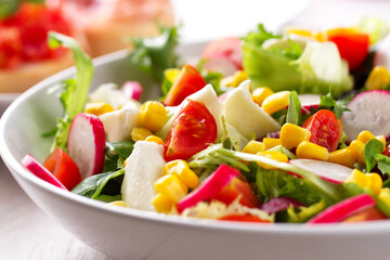 Summer Salad with Mixed Colorful Vegetables on a Plate