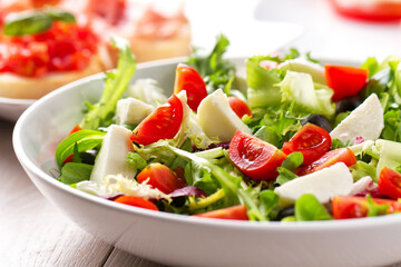 Summer Salad with Mixed Colorful Vegetables on a Plate