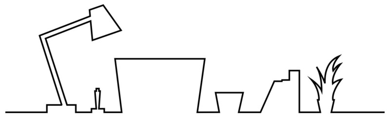 パソコン　デスク　インテリアの線画　背景　ベクター