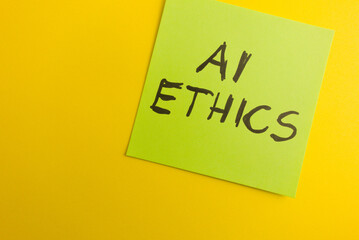 AI ethics text handwritten on sticky note
