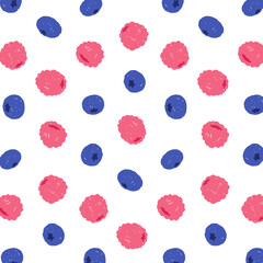 Hand drawn vector illustration of blueberry and raspberry pattern.
- 492639065