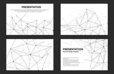 White background with plexus design for ppt presentaton. Technology slide cover for network analysis