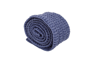 beautifully folded blue wool scarf isolated on white background