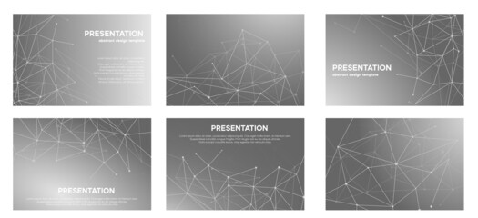 Silver gradient slide with minimal plexus line design. Geometric corporate ppt presentation