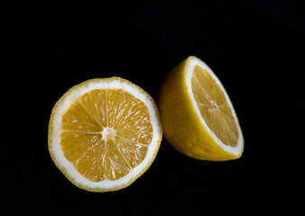 lemon slices on black