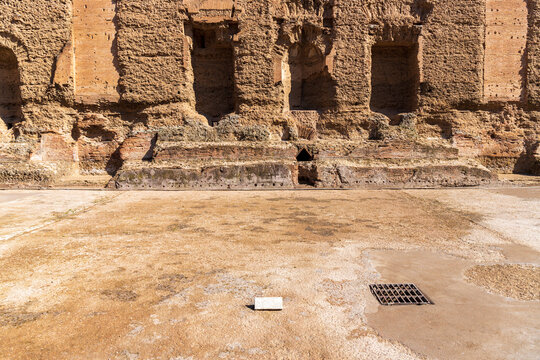 Baths of Caracalla (Terme di Caracalla) in the historic center of Rome. Natatio.