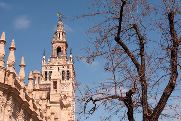 SEVILLA, SPAIN -MARCH 03, 2022 : Famous Cathedral of Sevilla in Andalucia, Spain, UNESCO World Heritage Site.